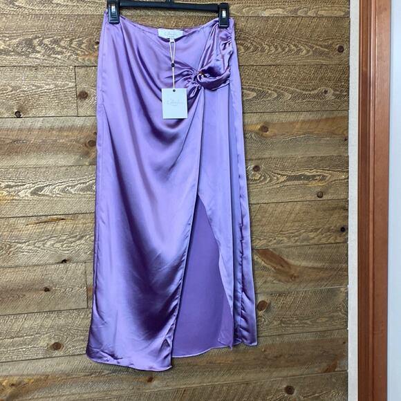 L'Academie Revolve Armina Skirt Purple Front Wrap Size Small NWT - Picture 5 of 10